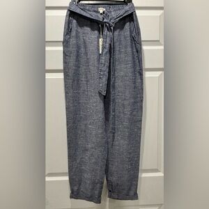Max Studio Blue Chambray Linen Pants Pockets Sz S NWT Work Easter Church